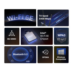 AXE5400 Wi-Fi 6E Bluetooth 5.2 PCIe Adapter