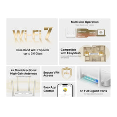 BE3600 Dual Band Wi-Fi 7 Router