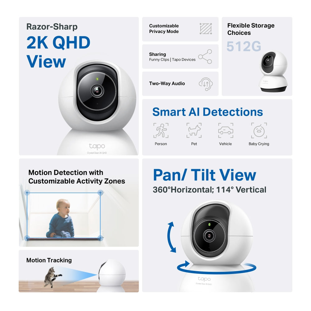 TC72 - Pan/Tilt AI Home Security Wi-Fi Camera