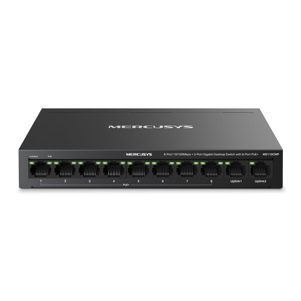 8-Port 10100 Mbps + 2-Port Gigabit Desktop Switch with 8-Port PoE+