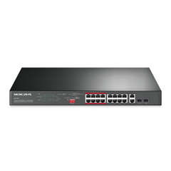 16-Port 10/100Mbps + 2-Port Gigabit Rackmount Switch with 16-Port PoE+