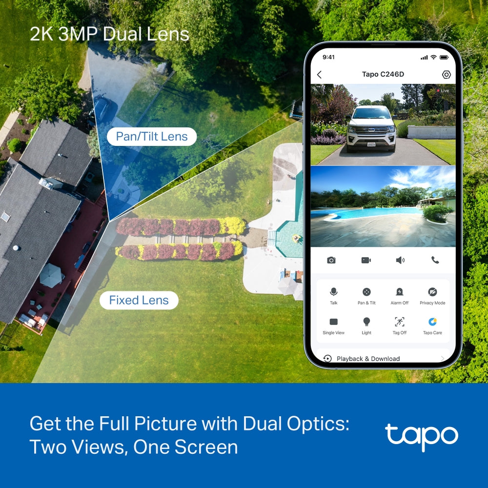 Tapo C246D - Indoor/Outdoor Dual Lens Pan/Tilt Security Camera