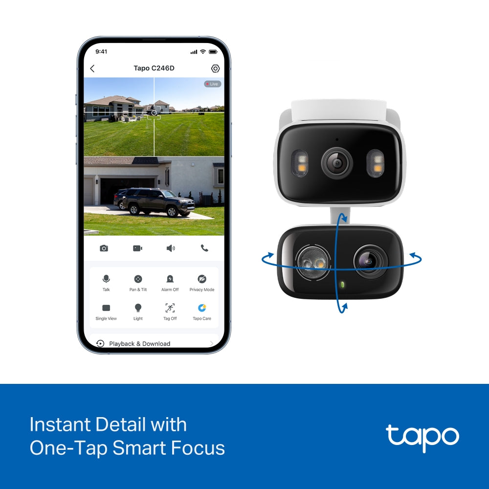 Tapo C246D - Indoor/Outdoor Dual Lens Pan/Tilt Security Camera
