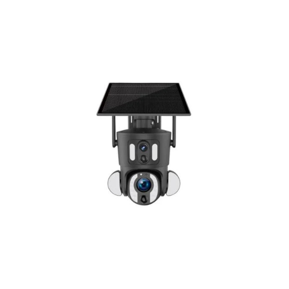 4K Solar Powered Surveillance Camera with 4G Data Chip, Dual Fixed and PTZ Lenses, 10X Zoom