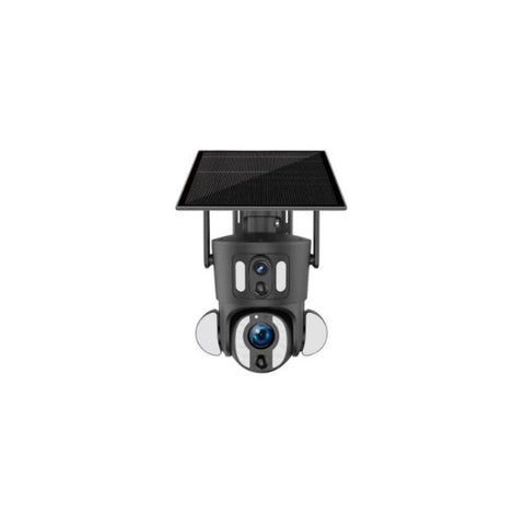 4K Solar Powered Surveillance Camera with 4G Data Chip, Dual Fixed and PTZ Lenses, 10X Zoom